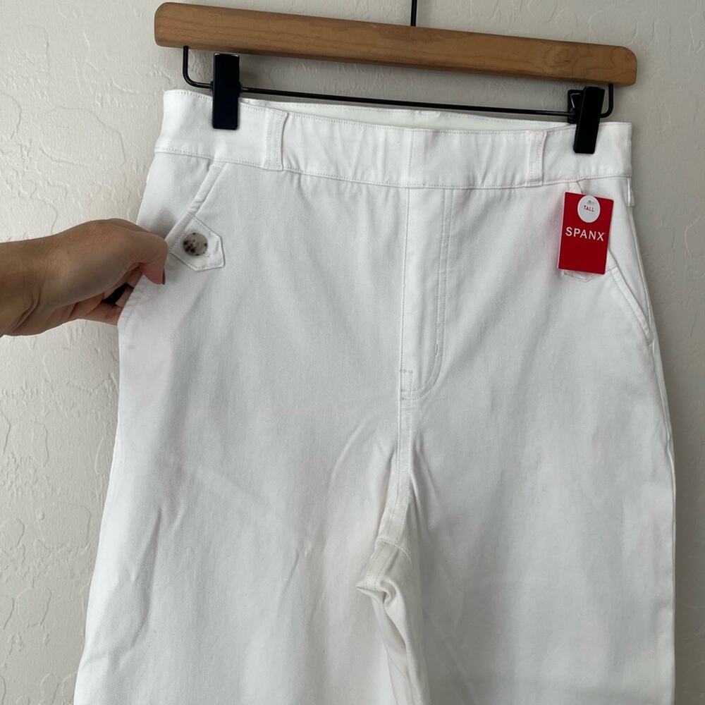 Spanx stretch twill wide leg pants white large tall NEW - Picture 10 of 12